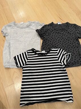 H&M Kids Short Sleeve Tees - Black, White & Gray Mix (3-Pack)